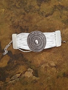 Turkish Jewelry Bracelet ~Zamac Hand Made In Turkey~White Cuff NWT Turkey