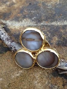 Turkish Jewelry~Triple Stone Ring~Genuine Mother Of Pearl Adjustable NWT~