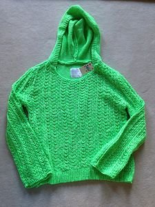 Justice Green Hooded Pullover LIGHT WEIGHT Sweater Pink~Girls Size 12 NEW!!