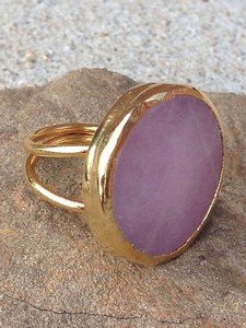 Turkish Jewelry-PINK JADE RING ~24K PLATED~GORGEOUS!! NWT! ADJUSTABLE