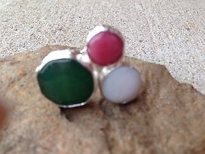 Turkish Ring with Triple Stones~Made with Genuine Jade~ Handmade In Turkey!!