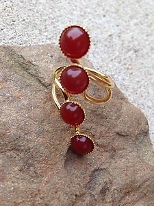 Turkish Jewelry Orange Agate RING 24K PLATED~Hand Made In Turkey~NWT~BEAUTIFUL