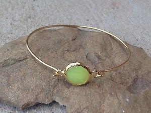 TURKISH JEWELRY~LIME JADE BRACELET~DIPPED IN 24K GOLD OVER BRASS~Made in Turkty
