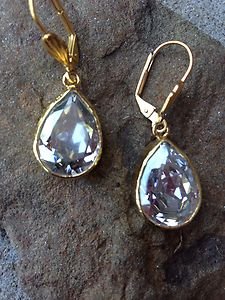 Turkish Earrings Teardrop Crystals~~Made With Swarovski Crystals~NWT~From Turkey