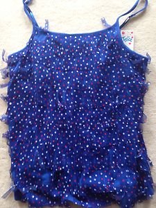 Justice girls BLUE CAMI TANK TOP size 18 with frindge red white & blue~~NWT