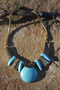 TURQUOISE Jewelry~ Necklace Gold Tone with Crystals NEW w TAG Gorgeous!!
