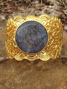 Turkish Jewelry~Cuff genuine Gray Agate~Hand Made In Turkey~GORGEOUS!! NWT!��