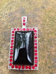 Necklace Pendant Beautiful Black & Red W/ Crystal~For Jewelry Making!! New~