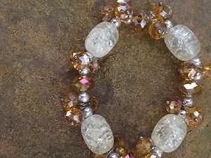 Topaz Crystal Rhinestone Stretch Bracelet~gorgeous!! New
