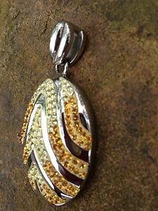 Necklace Pendant~yellows with crystal~Beautiful For Jewelry Making!! New~