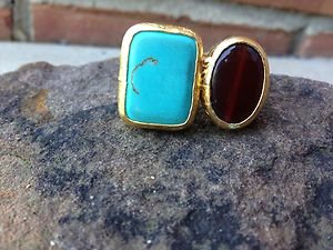 Turkish~Double Stone Ring~Genuine Stones-Adjustable Made In Turkey~NWT~BEAUTIFUl