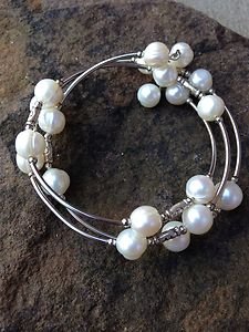 White Genuine FRESHWATER PEARL Wrap BRACELET NWOT~Unique Wrap Bracelet