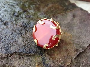 TURKISH JEWELRY~Turkish Ring Semi Precious Gemstone Orange Carnelian~STUNNING!!!