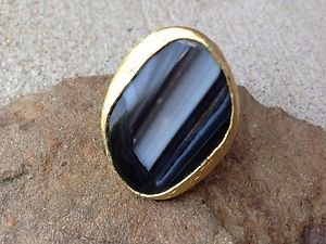Turkish Ring with LARGE GENUINE ONYX Stone~~ Handmade In Turkey!! STUNNING!!