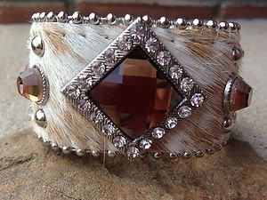 Wide Leather Cuff~ADJUSTABLE ADORNED With Austrian Crystals NWT! SO Beautiful!!