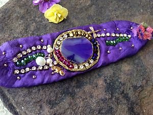 Turkish Jewelry~PURPLE SILK Bracelet~SEMI PRECIOUS STONES From Turkey~NWT