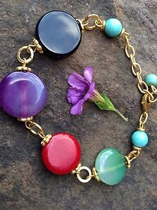 TURKISH Jewelry Gemstone Bracelet~24K PLATED~ Made In Turkey~GORGEOUS! NWT!
