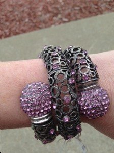 PINK Bracelet~ Embellisehed in Pink/Lavender Crystal~~VERY Beautiful!! NWOT