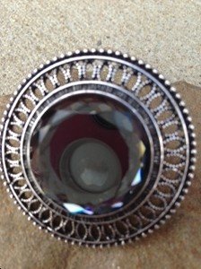 LARGE Ring~ Gray Stone with silver finish~STRETCH~"STUNNING" NEW never worn!!