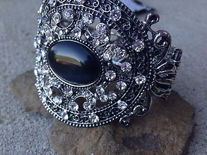 BLACK bracelet~ Embellisehed in Crystal~~VERY Beautiful!! NWT!! Retails for $50