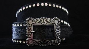 Wide Belt~Black Genuine Leather~Hair On Hide & Crystal~All sizes~BEAUTIFUL! NWT