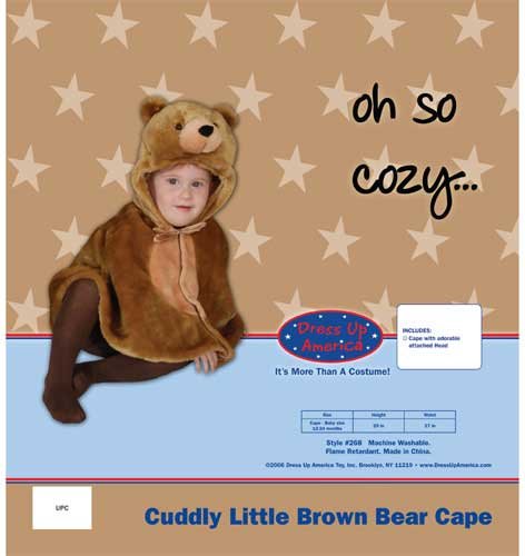 CUDDLY LITTLE BROWN BEAR COSTUME BY DRESS UP AMERICA - INFANT