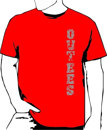 Red Outees S-XL Verticle Front Large Back Design Inside-Out
