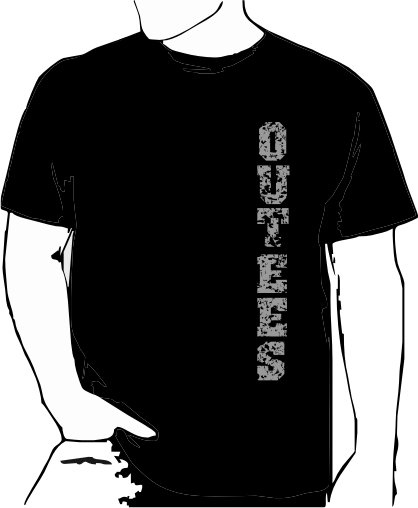 Black Outees S-XL Verticle Front Large Back Design Inside-Out