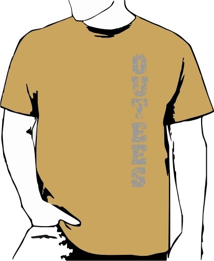 Khaki Outees 2XL-3XL Verticle Front Large Back Design Inside-Out