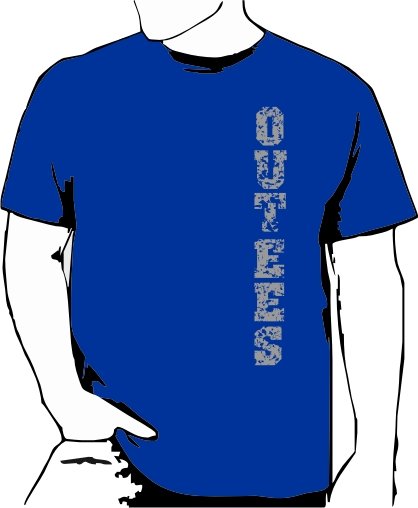 Blue Outees 2XL-3XL Verticle Front Large Back Design Inside-Out