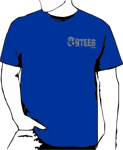 Blue Outees 2XL-3XL Small Front Logo Large Back Design Inside-Out