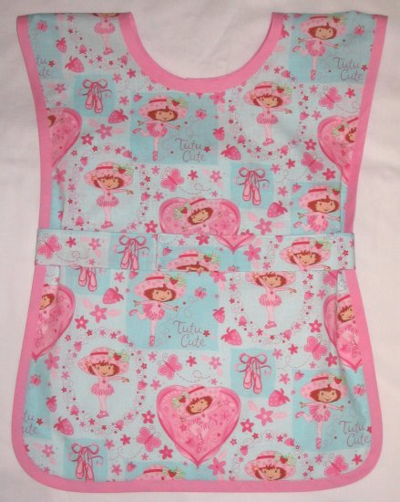 Handmade Girls School Paint Art Smock - Strawberry Shortcake Ballet Dancer