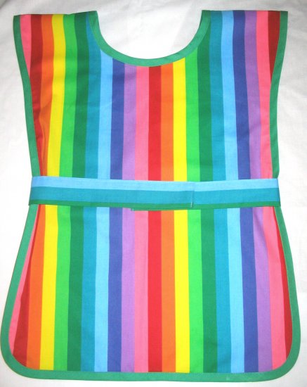 School Paint Smock - Rainbow Stripe Handmade Childs Kids Art Craft Preschool Apronl