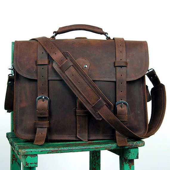 Large Mens Leather Backpack Messenger Bag Cowhide Briefcase Big Laptop Bag Tote