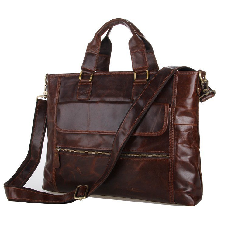 Vintage Leather Brown Macbook Shoulder Bag Messenger Bag Briefcase Tote Satchel - K72-12