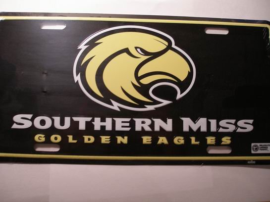 Southern Miss University metal license plate