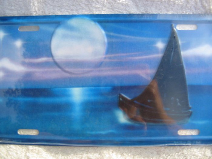 Airbrushed metal license plate-Sailboat
