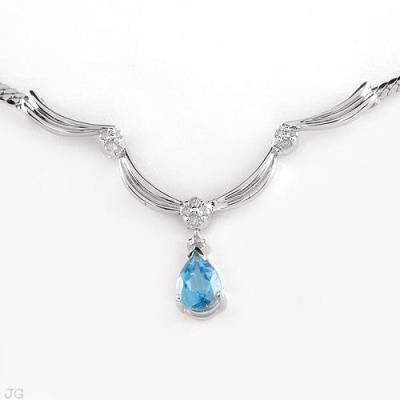 1.2 Carat Blue Topaz & Diamond Necklace