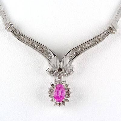 1.07 Carat Pink Sapphire & Diamond Necklace