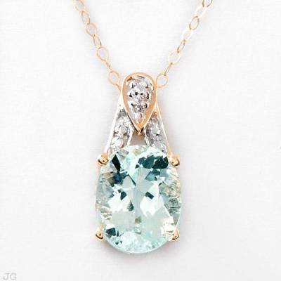 2.11 Carat Aquamarine & Diamond Pendant