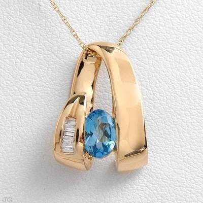 1.05 Carat Topaz & Diamond Pendant