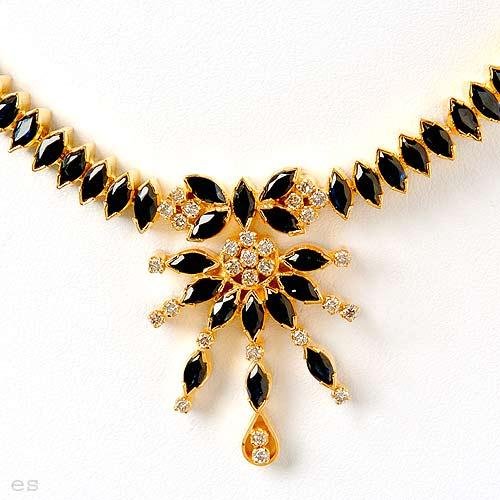 11.99 Carat Sapphire & Diamond Necklace and Earring Set