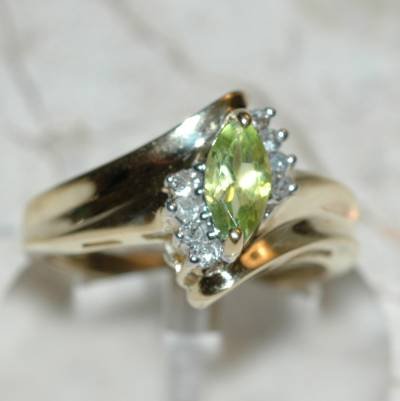 0.62 Carat Peridot & Diamond Ring