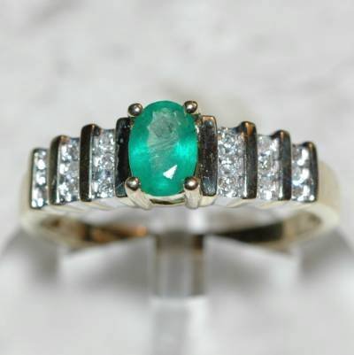 0.60 Carat Diamond & Emerald Ring