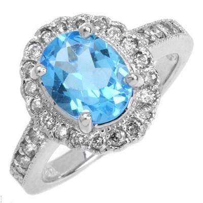 2.75 Carat Blue Topaz & Diamond Ring