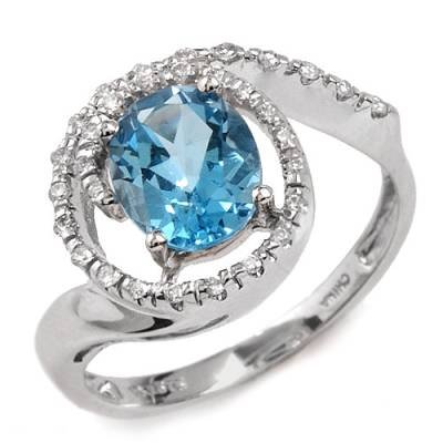 2.37 Carat Blue Topaz & Diamond Ring