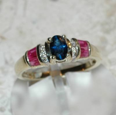 0.90 Carat Sapphire, Ruby & Diamond Ring