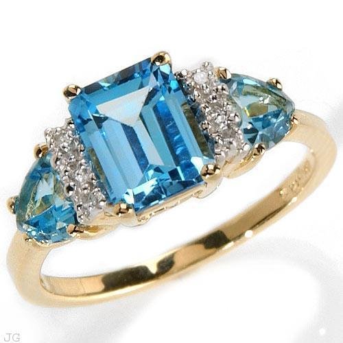 1.8 Carat Blue Topaz & Diamond Ring