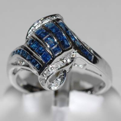 1.49 Carat Genuine Ceylon Sapphire & Diamond Ring
