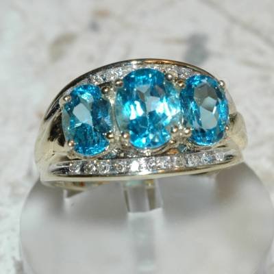 3.72 Carat Blue Topaz & Diamond Ring